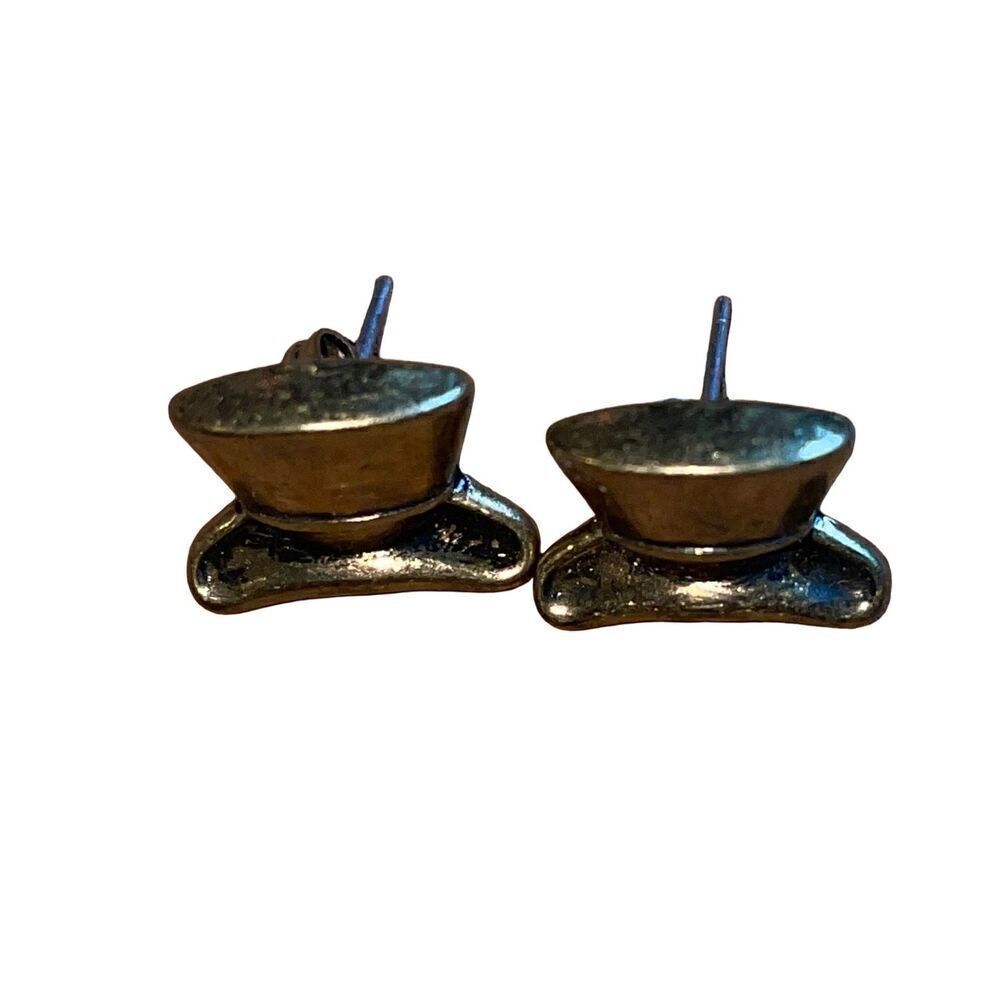 Vintage Bronze Mad Hatter Earrings